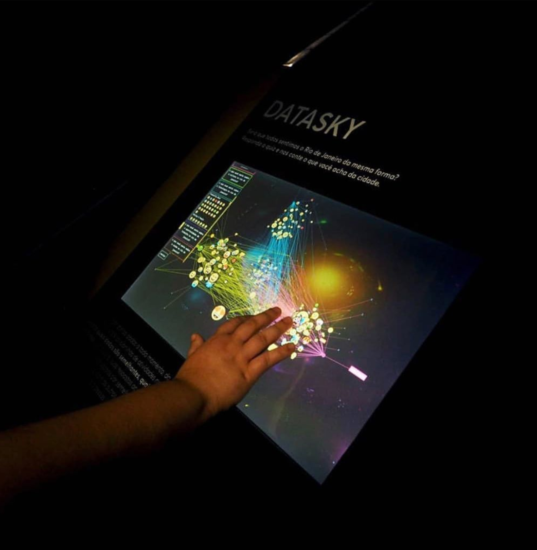 Visualização interativa DATASKY, do CappraLab, com respostas por emojis sobre a cidade do Rio de Janeiro