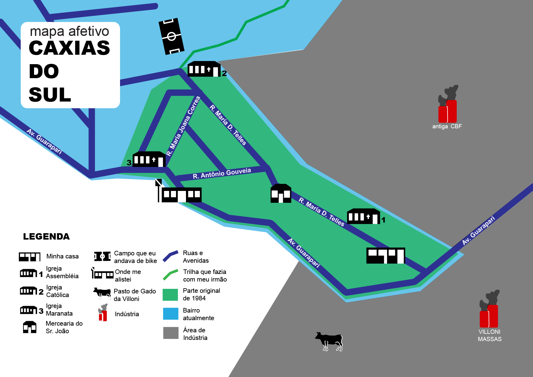 Mapa afetivo ilustrado de Matheus Carneiro
