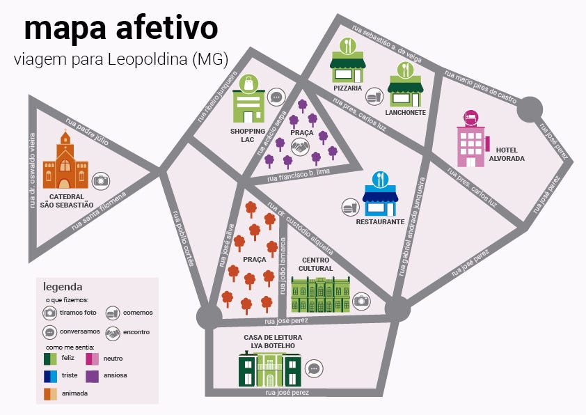Mapa afetivo ilustrado de Júlia Ramos Brito